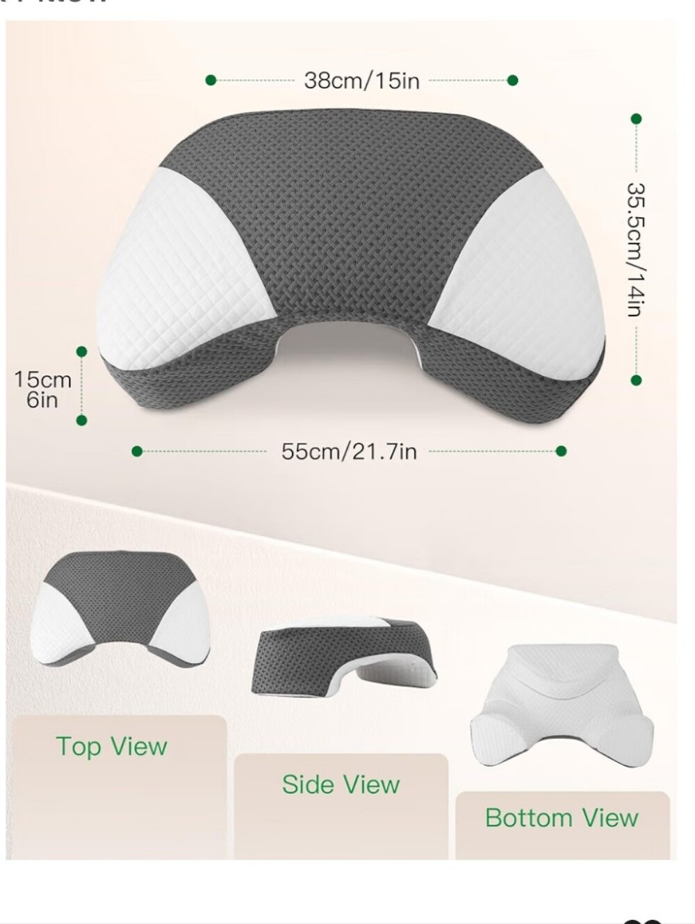Ergonomic Side Sleeper Pillow with Arm Tunnel